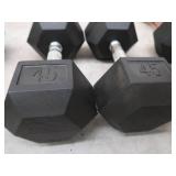 PAIR OF 45 LB DUMBBELLS