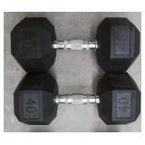 PAIR OF 40 LB DUMBBELLS