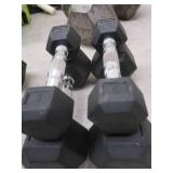 2 SETS OF DUMBBELLS 15 LBS AND 5 LBS