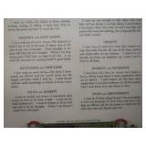 SMALL TABLE, FRAMEDCORK BOARD & ANTIQUE MORAL CODE SIGN