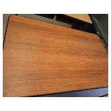 TWO METAL TABLES WITH WOOD TOPS