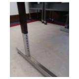 TWO METAL TABLES WITH WOOD TOPS