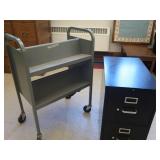 1 SMALL ROLLING CART AND FILE CABINET