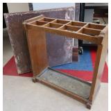 VINTAGE/ANTIQUE WOODEN UMBRELLA RACK? AND CARD TABLE
