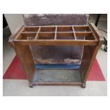 VINTAGE/ANTIQUE WOODEN UMBRELLA RACK? AND CARD TABLE