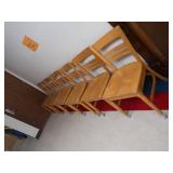 6 WOODEN STUDENT CHAIRS AND WOODEN TABLE