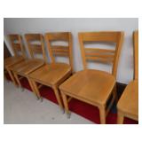 6 WOODEN STUDENT CHAIRS AND WOODEN TABLE