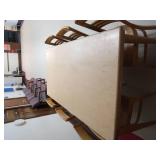 6 WOODEN STUDENT CHAIRS AND WOODEN TABLE