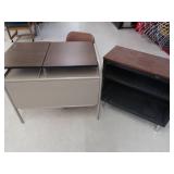 SMALL DESK, SMALL SHELF AND RETRO OFFICE CHAIR