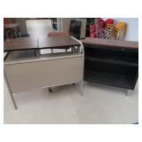 SMALL DESK, SMALL SHELF AND RETRO OFFICE CHAIR