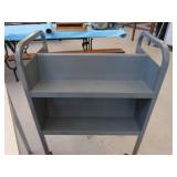 SMALL METAL TABLE AND LIBRARY CART