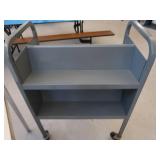 SMALL METAL TABLE AND LIBRARY CART