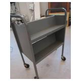 SMALL METAL TABLE AND LIBRARY CART