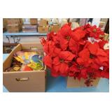 FAKE POINTSETTIAS AND FISH DECOR