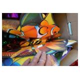 FAKE POINTSETTIAS AND FISH DECOR