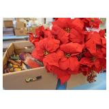 FAKE POINTSETTIAS AND FISH DECOR