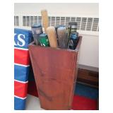 VINTAGE WOODEN BIN WITH BATS