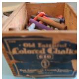 VINTAGE WOODEN BOX WITH CHALK