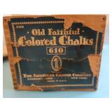 VINTAGE WOODEN BOX WITH CHALK