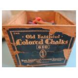 VINTAGE WOODEN BOX WITH CHALK