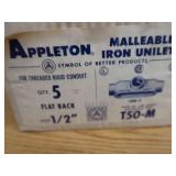 2 BOXES OF APPLETON MALLEABLE IRON UNILETS