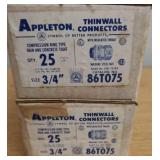 2 BOXES APPLETON THIN WALL CONNECTORS 3/4"