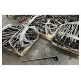 Lot Of 3 Pallets Of Custom Made Bars That Hang On The Beams For Sorting Long Pieces Of Wood Etc. Most Bolts & Screws Discarded So Not Included.