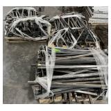 Lot Of 3 Pallets Of Custom Made Bars That Hang On The Beams For Sorting Long Pieces Of Wood Etc. Most Bolts & Screws Discarded So Not Included.