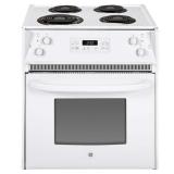 GE 27 in. 4 Burner Element Drop-In Electric Range with Self-Cleaning Oven in White