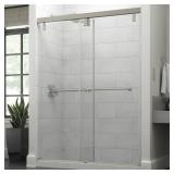 Delta Lyndall Mod 50-1/8 to 58-1/2 in. W x 71-1/2 in. H Soft-Close Frameless Sliding Shower Door, Nickel with Clear Glass