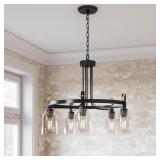 Home Decorators Collection Knollwood 30 in. 5-Light Black Bronze with Brass Accents Industrial Round Chandelier for Kitchens