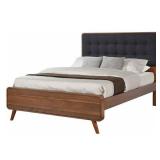 Coaster Robyn Brown Wood Frame Queen Platform Bed with Upholstered Headboard