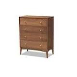 Landis 4-Drawer Ash Walnut and Gold Chest of Drawers (37.7 in. H x 30 in. W x 15.7 in. D)