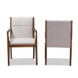 Theresa Greyish Beige and Walnut Brown Fabric Accent Chair (Set of 6)