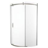 Delta 38 in. W x 72 in. H Round Sliding Frameless Corner Shower Enclosure in Stainless with Clear Glass