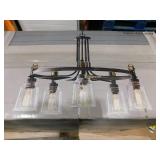 Home Decorators Collection Knollwood 30 in. 5-Light Black Bronze with Brass Accents Industrial Round Chandelier for Kitchens