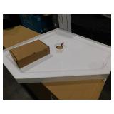 Tileon 36 in. L x 36 in. W Neo Angle Corner Shower Pan Base with Centered Drain and Single-Threshold in White