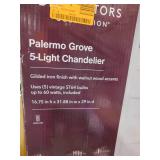 Home Decorators Collection Palermo Grove 5-Light Black with Walnut Accent Linear Coastal Chandelier for Kitchen Island and Dining Room with Bulbs