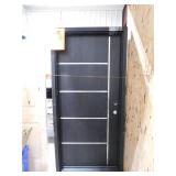 JELD-WEN 36 in. x 80 in. Left Hand 6-Panel Square Espresso Stain Fiberglass Prehung Front Door with Steel Inlay and Brickmould