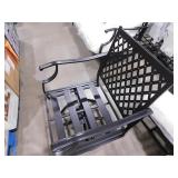 Black 5-Piece Metal Meshed 7-Seat Outdoor Patio Conversation Set with Cushions,2 Swivel Chairs and 2 Ottomans