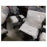 Black 5-Piece Metal Meshed 7-Seat Outdoor Patio Conversation Set with Cushions,2 Swivel Chairs and 2 Ottomans