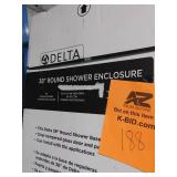 Delta 38 in. W x 72 in. H Round Sliding Frameless Corner Shower Enclosure in Stainless with Clear Glass