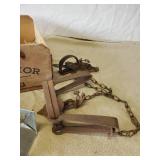 Vintage Blue Anchor Fruit Box and Animal Traps Oneida Victor