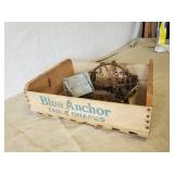 Vintage Blue Anchor Fruit Box and Animal Traps Oneida Victor