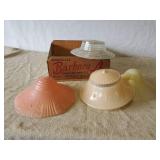 4 Vintage Gorgeous Lamp Shades No Chips or Cracks With Vintage Fruit Crate