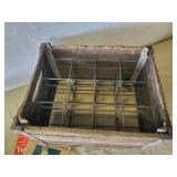 Vintage Fergus Wooden Bottle Crate and Vintage Sewing Box with Accessories