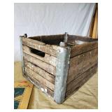 Vintage Fergus Wooden Bottle Crate and Vintage Sewing Box with Accessories