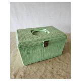 Vintage Fergus Wooden Bottle Crate and Vintage Sewing Box with Accessories