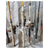 Large Lot of Fishing Poles some with Reels