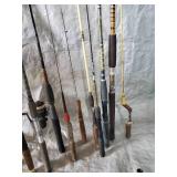 Large Lot of Fishing Poles some with Reels